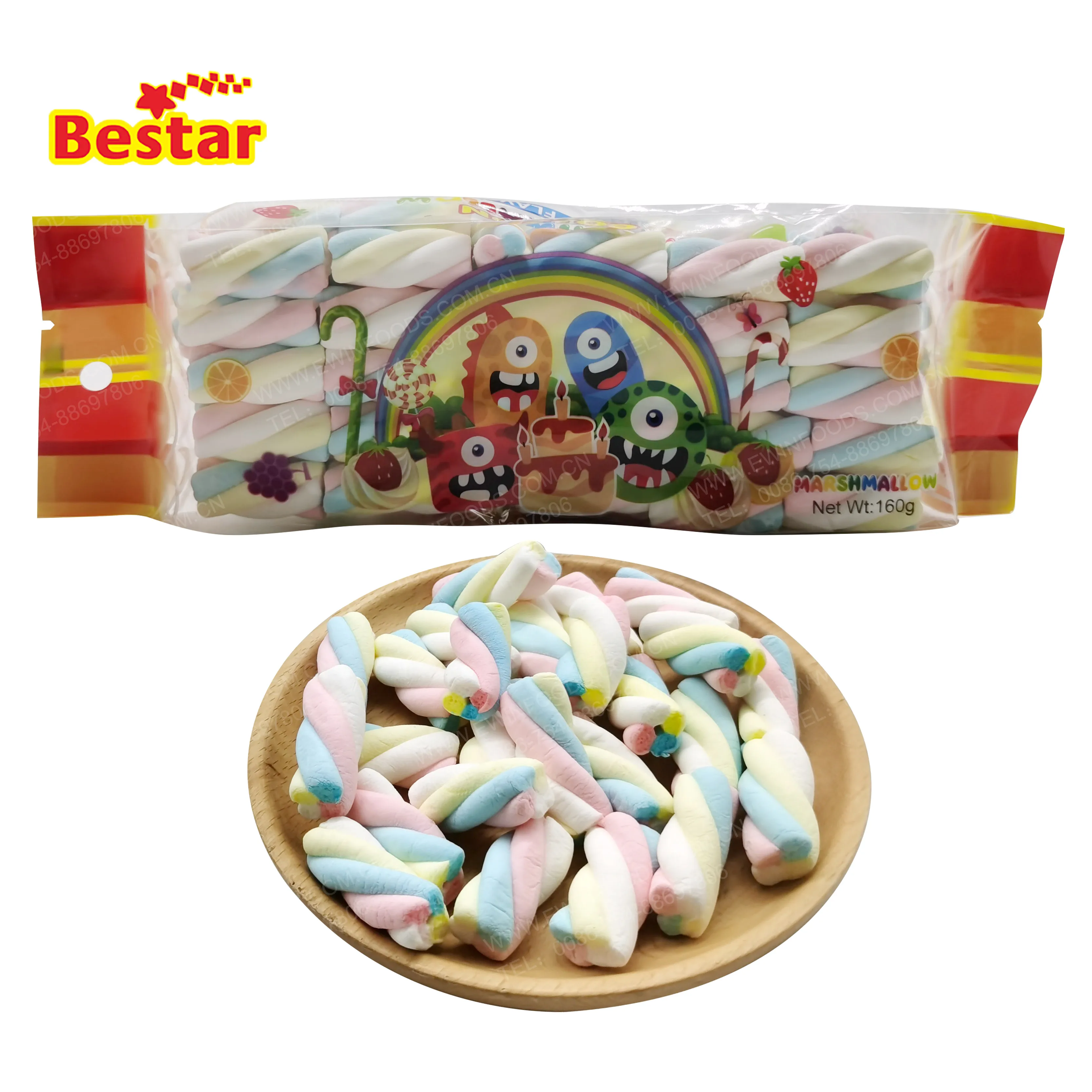 Halal Twist Marshmallow Short Twist Marshmallow China Marshmallow Sales