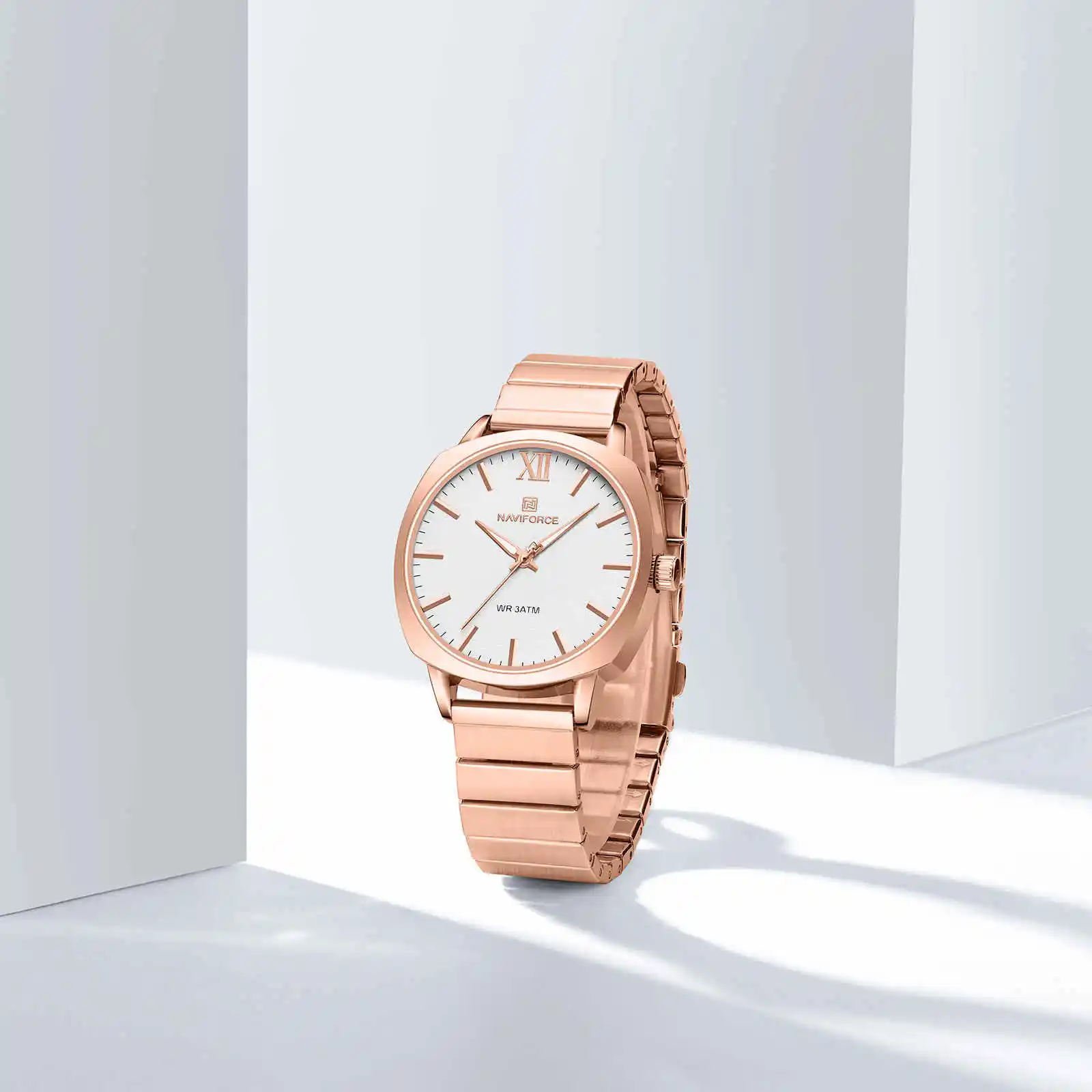 NAVIFORCE 5044 Women's Watches Quartz Watch Waterproof Stainless Steel Strap Rose Gold Watch for Women Luxury Ladies Wristwatch