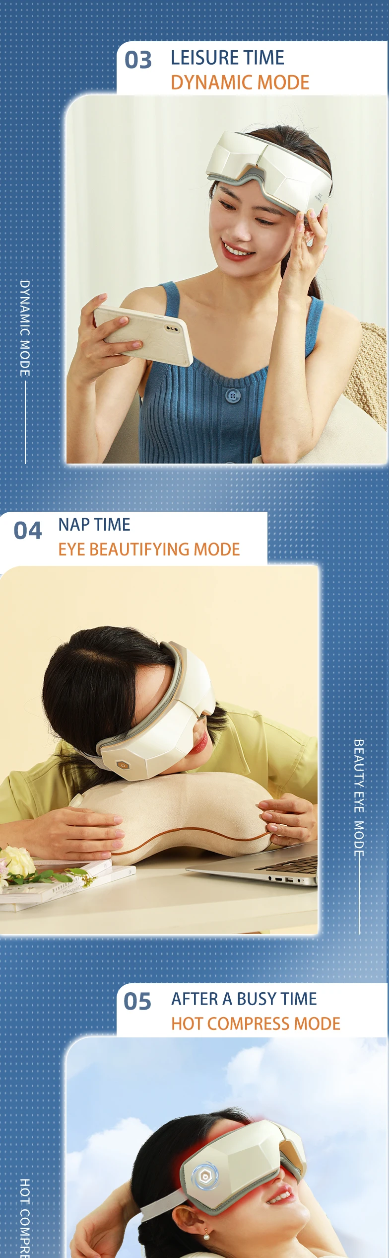2025 New Product Smart Vibration Massage Relaxing Eye Care Device Hot Compress Eye Massager With Air Pressure