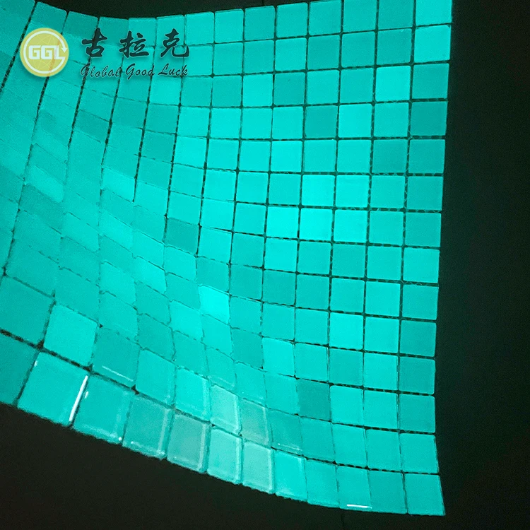 Luminous Green Mosaic Wall Swimming Pool Square Bathroom Glass Mosaic Tile