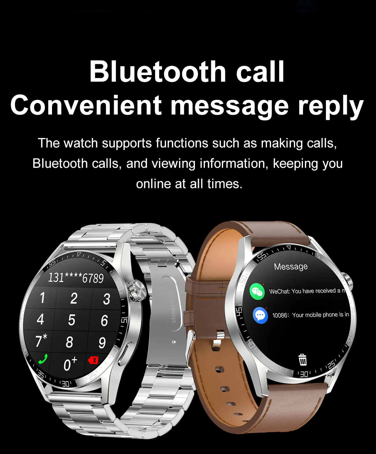 Montre connect&eacute;e Kalobee SK37 1,53 pouce avec Bluetooth, appels, intelligence artificielle vocale, lecteur de musique, NFC, bouton rotatif, &eacute;cran toujours allum&eacute; et chargement sans fil.