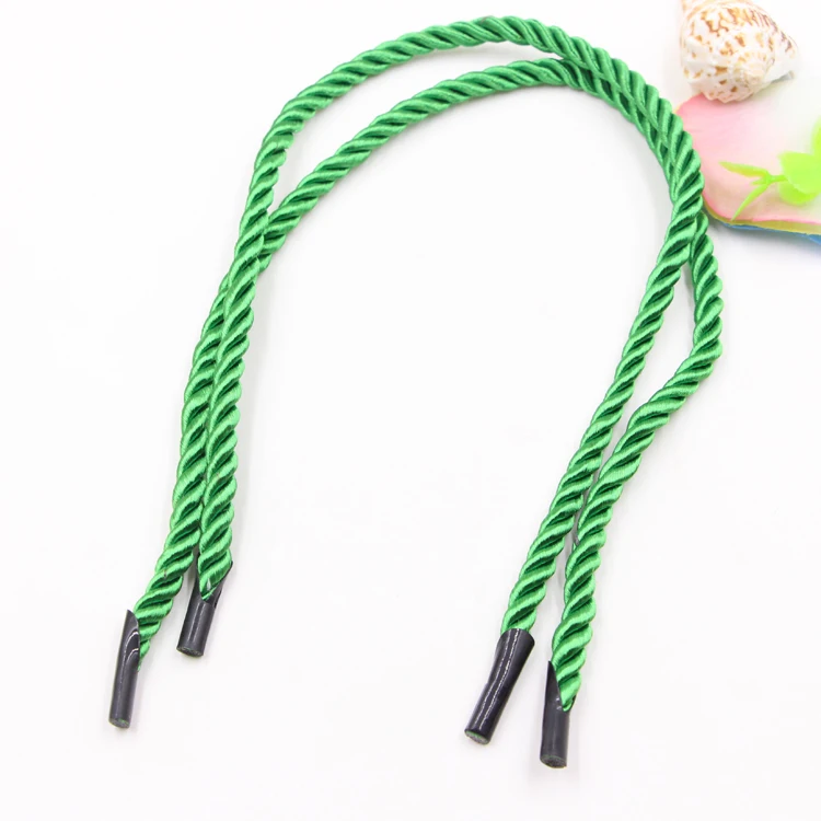 Green Color 3 Strand With Two Black Tips Nails Rope Handle Tote Bag Shopping Bag