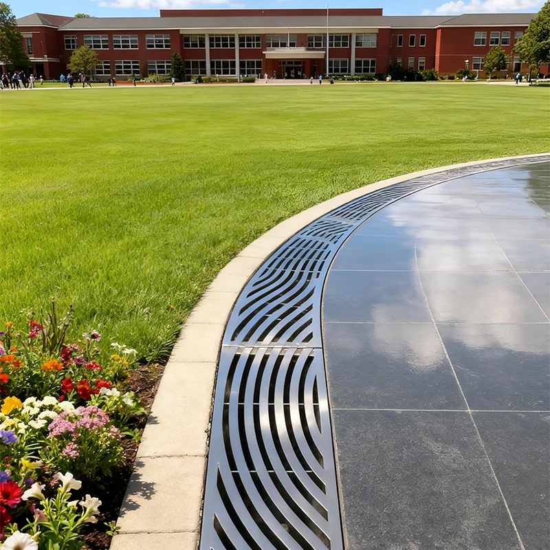 Outdoor track drainage ditch