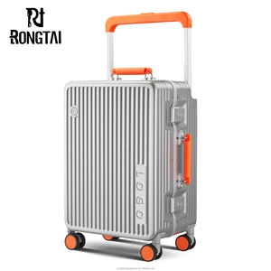 Unisex Stylish Wide Trolley Suitcase High Quality Aluminum Spinner Luggage Durable TSA Lock Fashionable PC Carton Style