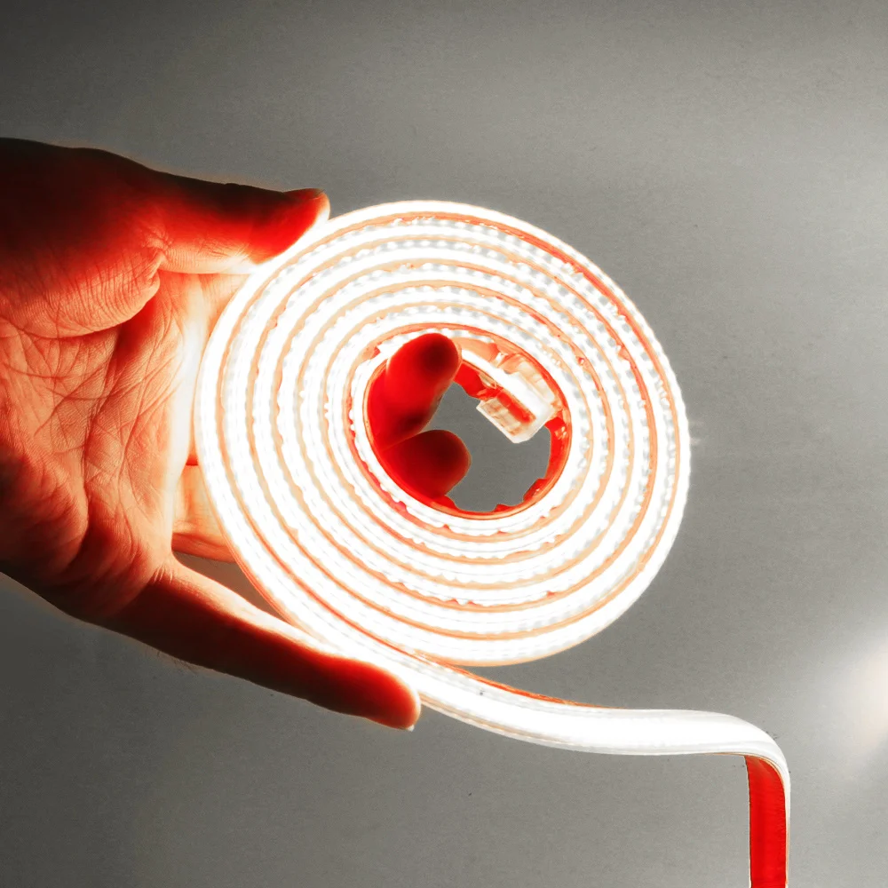 Bande LED COB Flexible Haute Luminosité - 220V, Blanc/blanc Chaud, Pour Cuisine, Salon, Intérieur
