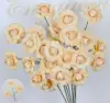 Milk tea color-3 head-ruffled-petal rose stem