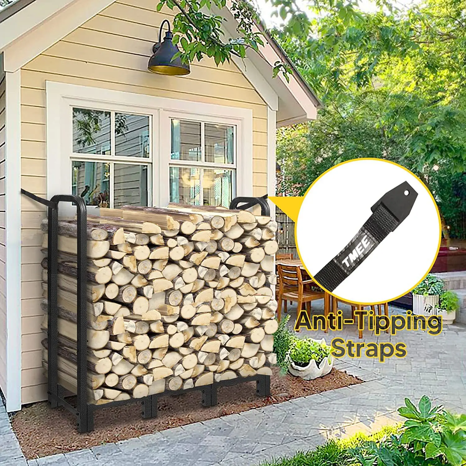 Large Capacity Firewood Rack Wood Stacking Storage Rack High Durability ...