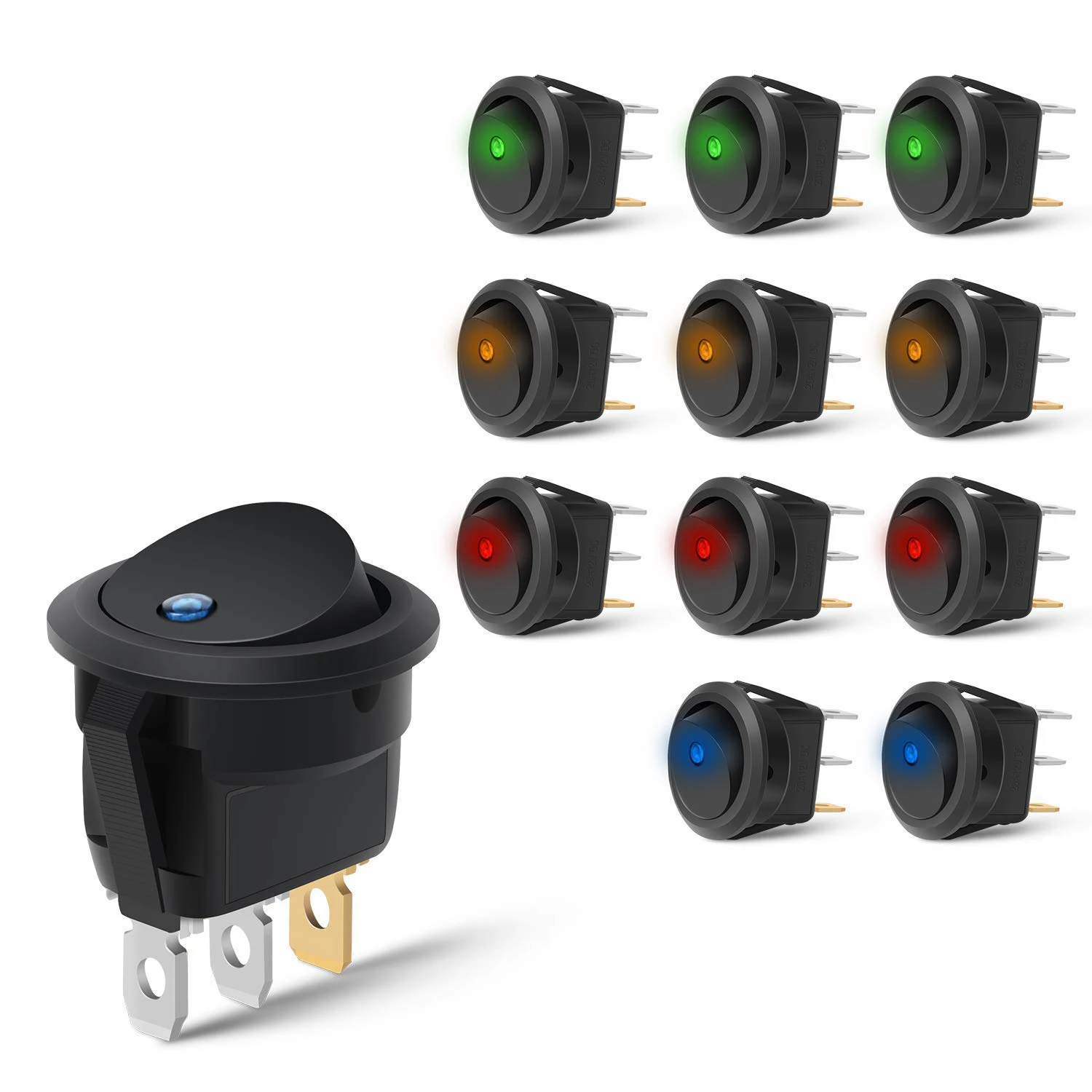 Linkstyle 8Pcs Lighted Rocker Toggle Switch, 12V 20A SPST 3 - View #10