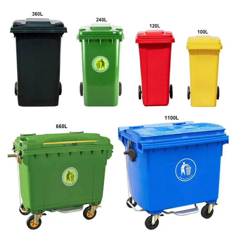 Plastic Recycling Garbage Container Trash Can Outdoor Dustbin Mobile Waste Bin for Street Commercial Area