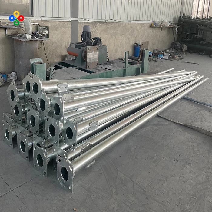 Q235 Customized Outdoor 5m 6m 7m 8m 9m 10m 12m Double Single Arm Price Galvanized Steel Solar Street Light Pole Post Lamp