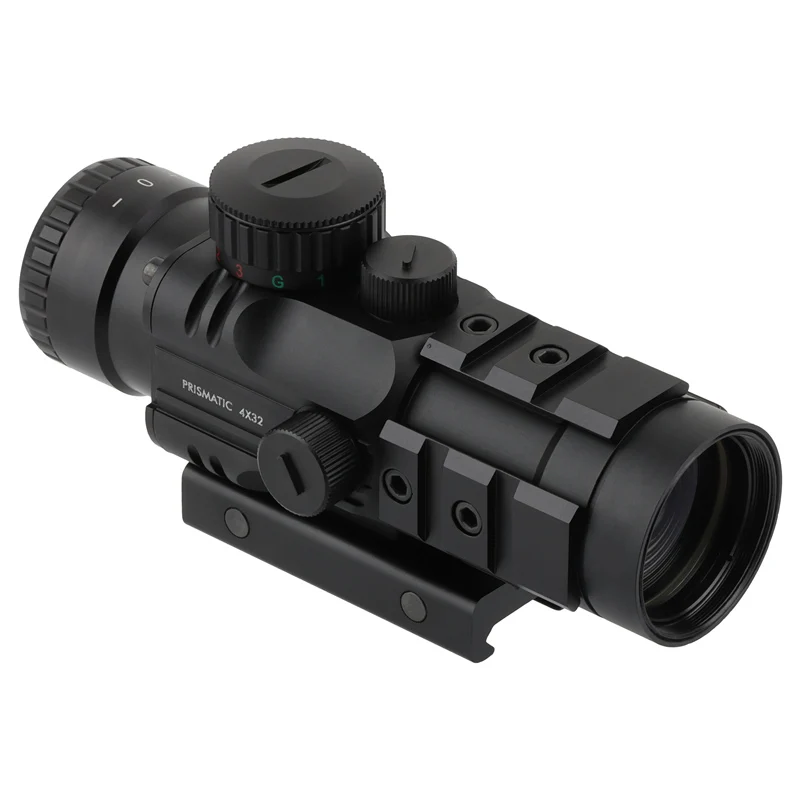 Focuhunter Tactical 4x32 Prism Scope Red Green Blue Illumination Hunting Optics Sight 4x Prism Scopes Hunting Accessories