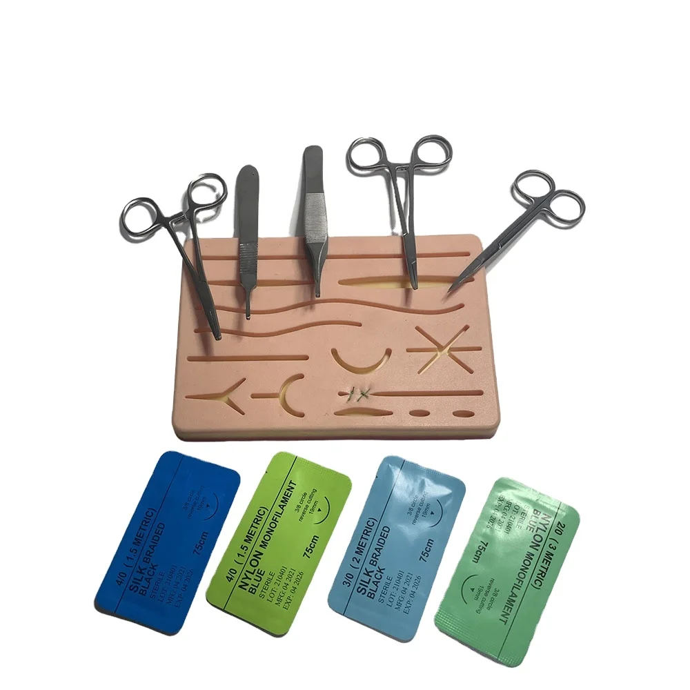 Подушечка для кожи, инструмент, медицинский набор для тренировки швов, модель кожи, антидермальный силикон с чехлом