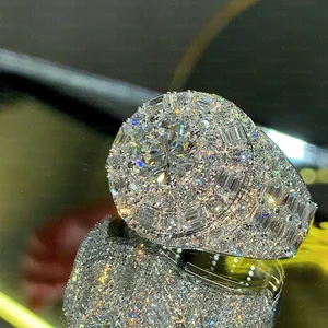 Men's 14K white gold laboratory-grown round diamond ring, featuring a 2.03-carat diamond crafted for the contemporary gentleman.