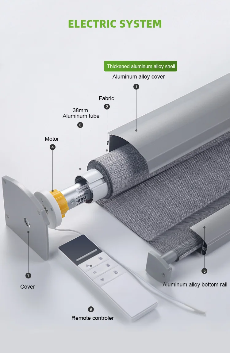 smart home voice app control automatic Electric roller blind motorized shutter Double layer blackout Motorized zebra blinds