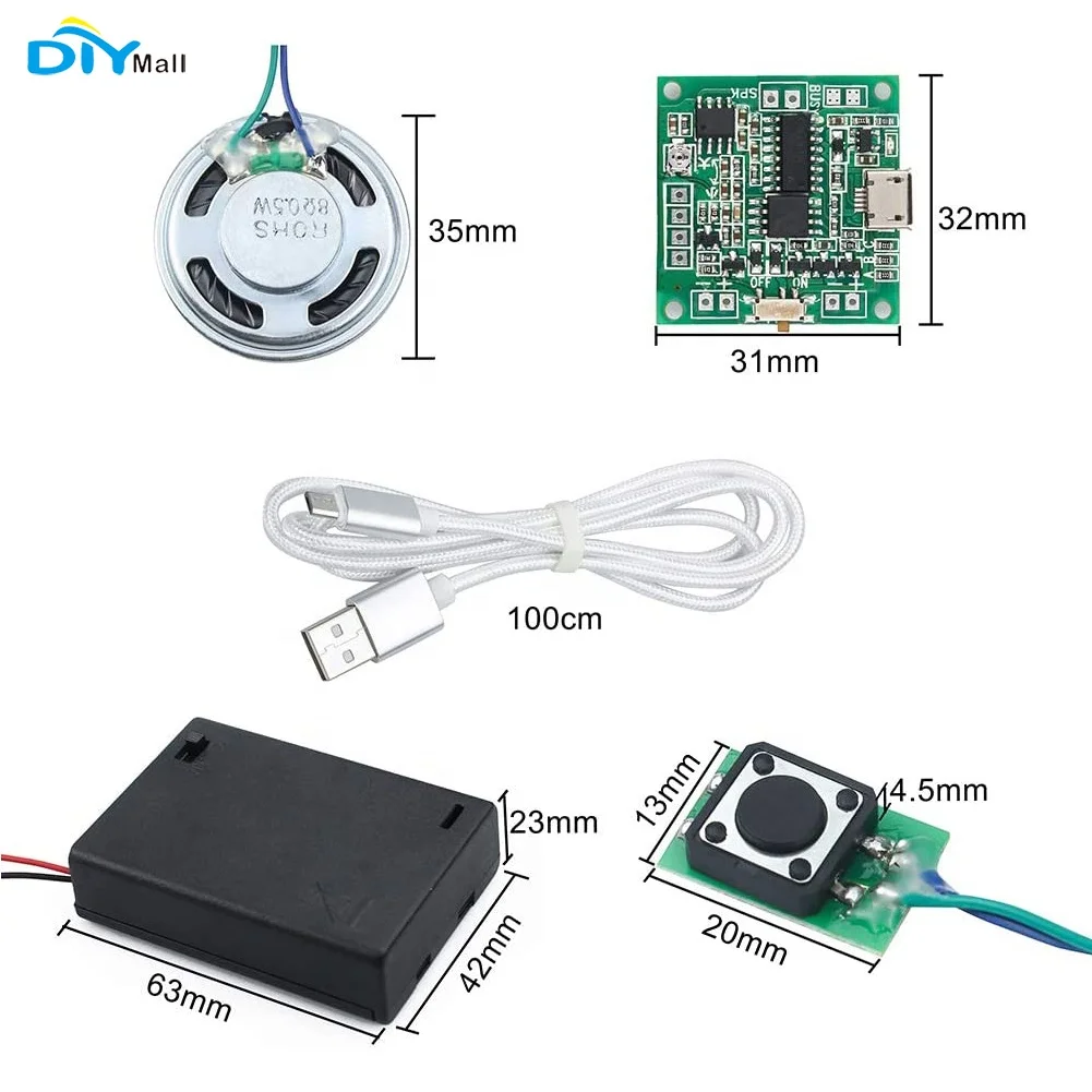 8M Recordable Sound Module Button Control Music Voice MP3 Player DIY Music  Box