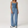 gilet pantaloni lunghi blu denim