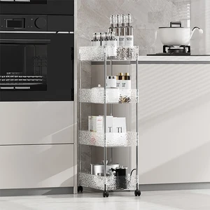 Glacier-patterned Four Layers Kitchen Storage Rack Cart Good Quality Cart Storage Rack with Portable Design