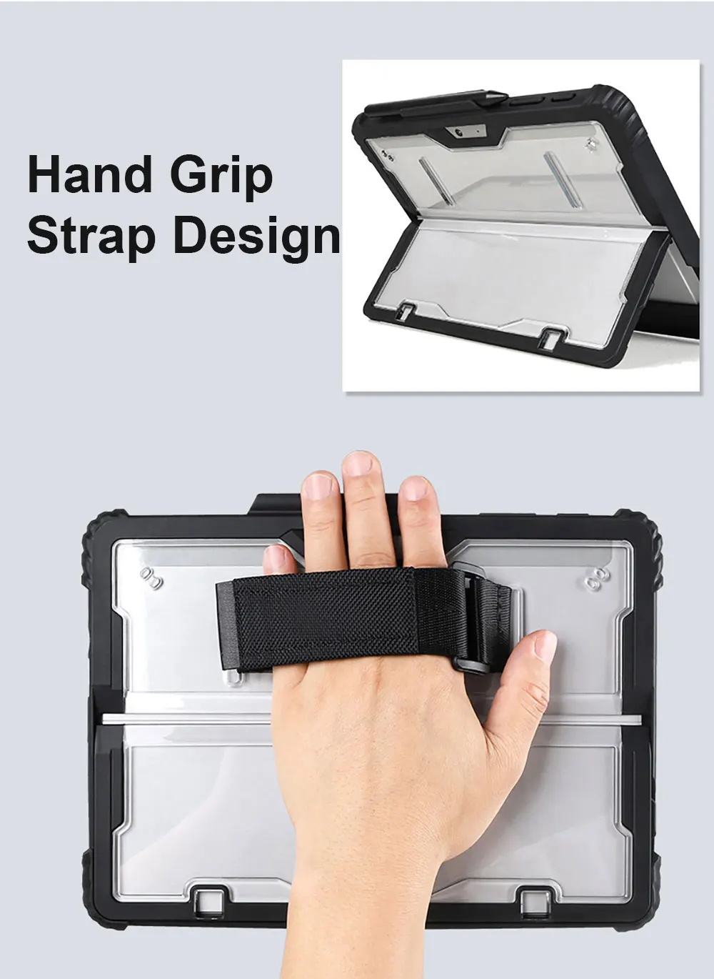 Simple Tablet Case For Surface Go 4 3 2 1 Microsoft Pro 10 9 8 7 6 5 Protective With Hand Grip Strap Shoulder Pbk197 Laudtec details