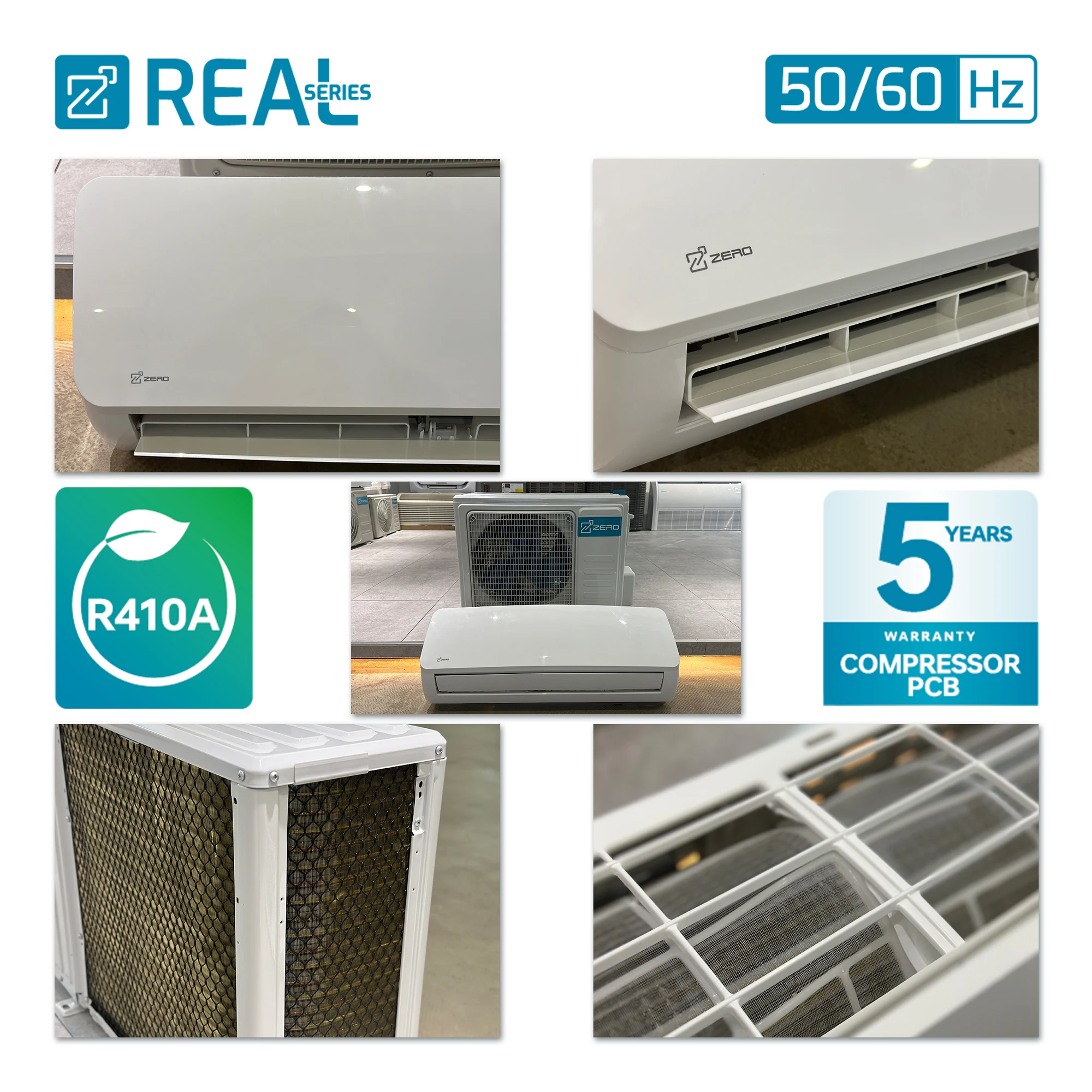ZERO Wall Mounted Mini Split Air Conditioner 9000-24000 BTU Smart WiFi Energy Saving Self-Cleaning for Household & Hotel Use