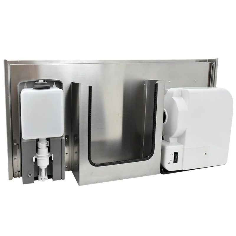 Multifunctional 3-in-1 Mirror Cabinet Embedded Conceal Hidden Tissue Box Soap Dispenser and Auto Hand Dryer