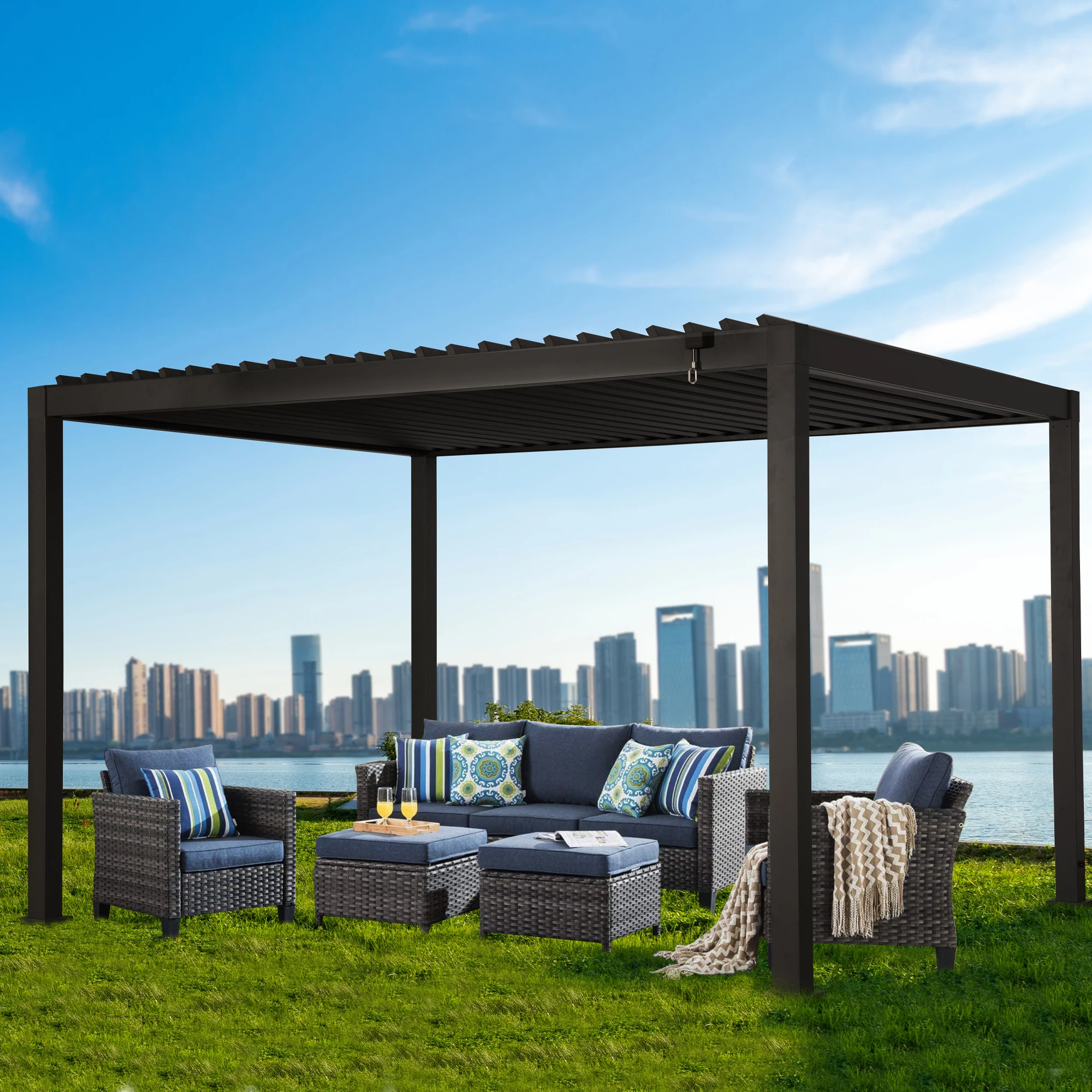 Nowensol Mirador 3x4m Modern Outdoor Pergola Aluminum Outside Patio Sun