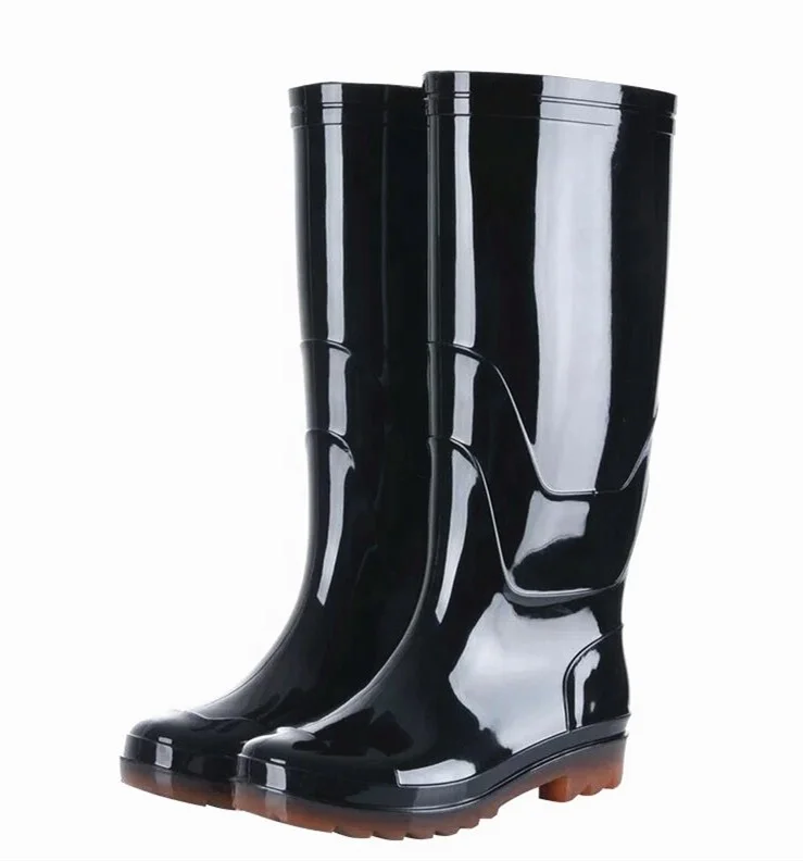 Pas cher prix étanche noir pailleté pvc bottes de pluie pour le