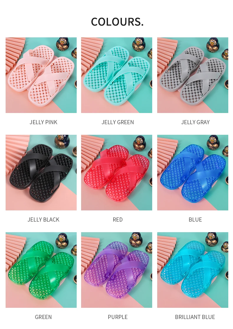 New Arrival PVC Healthy Slide Sandals PVC Massage Slipper with Two Heads