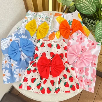 New Spring and Summer Teddy Fadou Bitter Bear Blue Cat Polyester Pet Dress Supplies for Dogs and Cats Printed Pattern