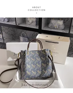 Fancy Famous Brand Luxury Tote Bags High Quality PU Leather Shoulder Bag for Women Vintage Style Open Thread Autumn Fashion