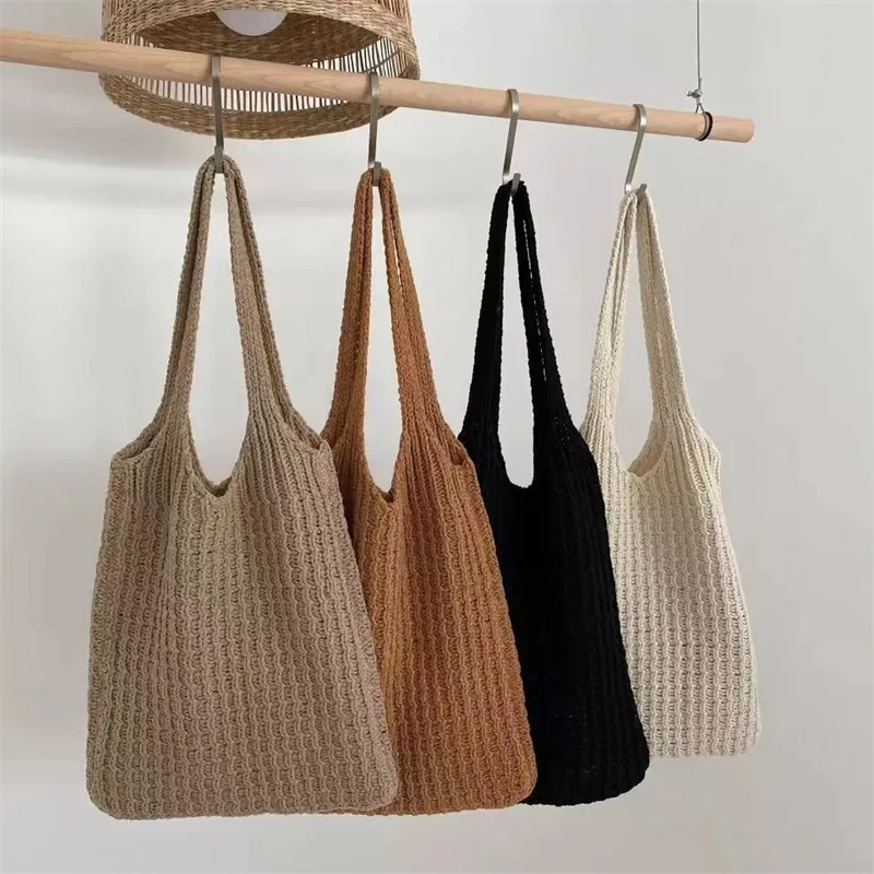 Brown selling Upholstery Knitting Shoulder Bag