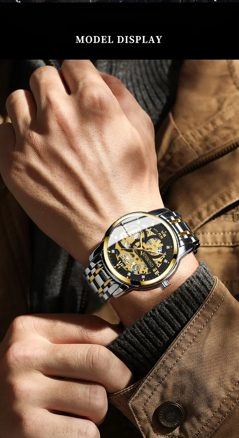 Binbond 6656 Popular Men's Quartz Watches 3ATM Waterproof Week Auto Date High Quality Watch Fashion Luminous Hands Wristwatches