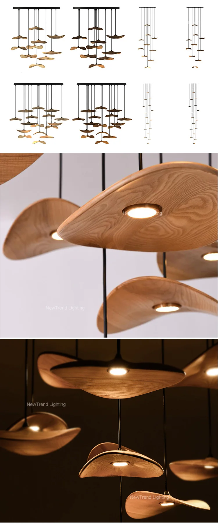 cpl 364 modern style indoor hotel lobby villa staircase decoration custom wooden led chandelier  -2