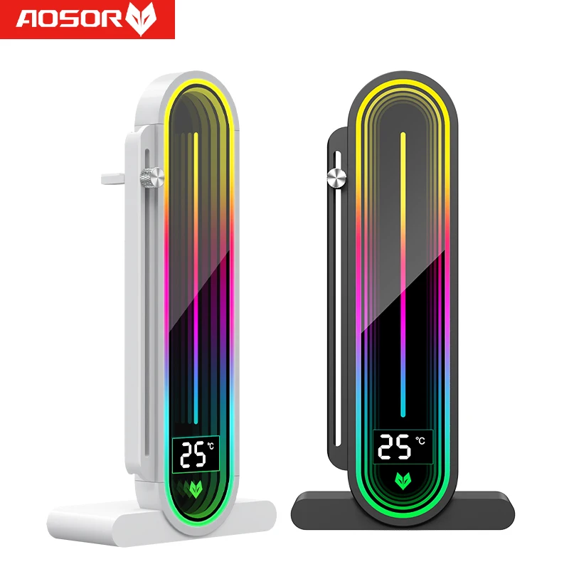 Latest COOLMOON Gaming Computer  GPU Holder  Vertical ARGB Infinity Lens Graphics Card Support Temperature Display GPU Riser