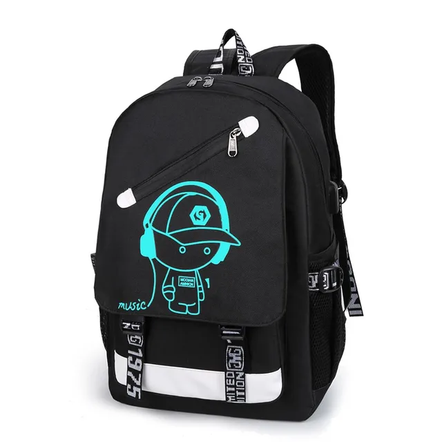 Stylish glow-in-the-dark school backpack Single shoulder Day bag anti-theft laptop casual backpack with USB charging port