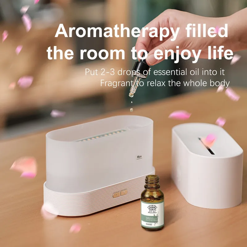 Gadgetoo Portable Cool Mist Usb Led Change Color Room 7 Colors Aroma Essential Oil Diffuser H2O Fire Flame Air Humidifier