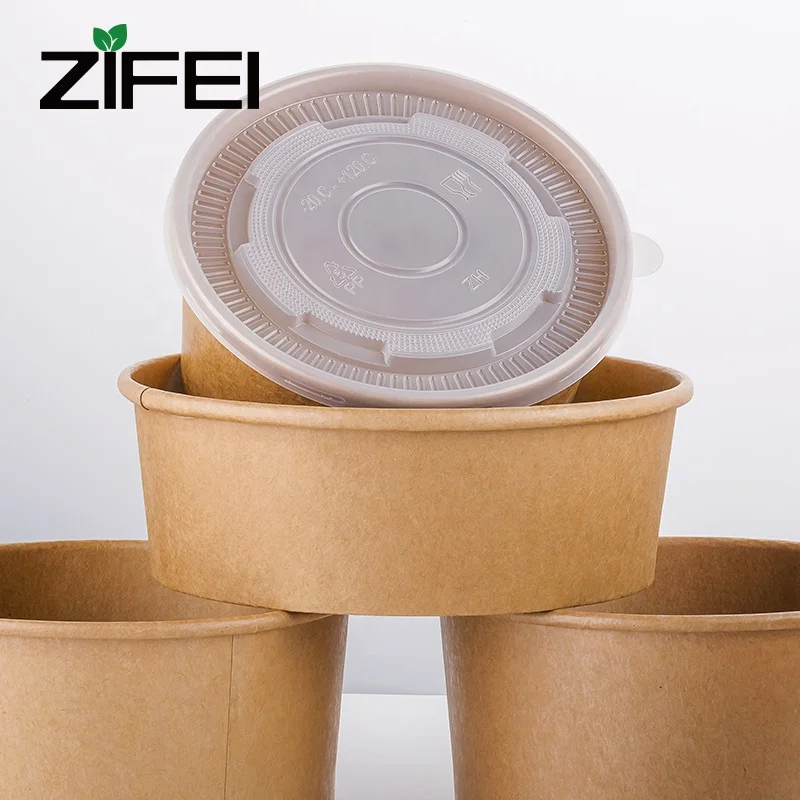 Paper Bowl With Paper Lid Microwave Safe Disposable Food Kraft Paper Bowls With Lids For Take Away