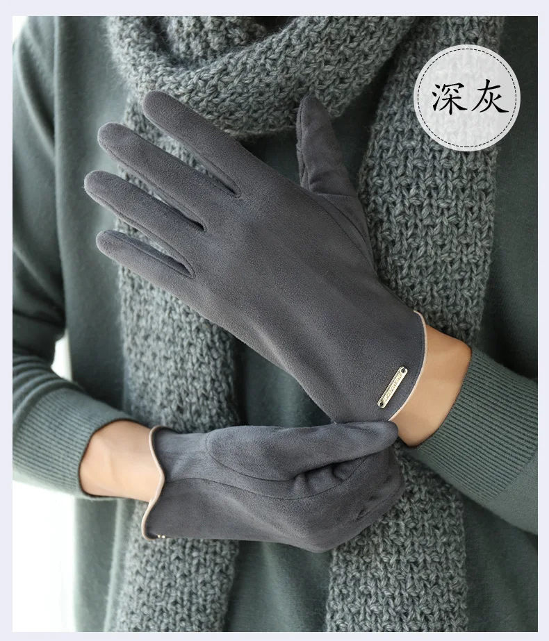 TOPKO High Quality Wind-proof Ladies Winter Warm Gloves Outdoor Driving Velvet Women Full Finger Female Thicken Gloves