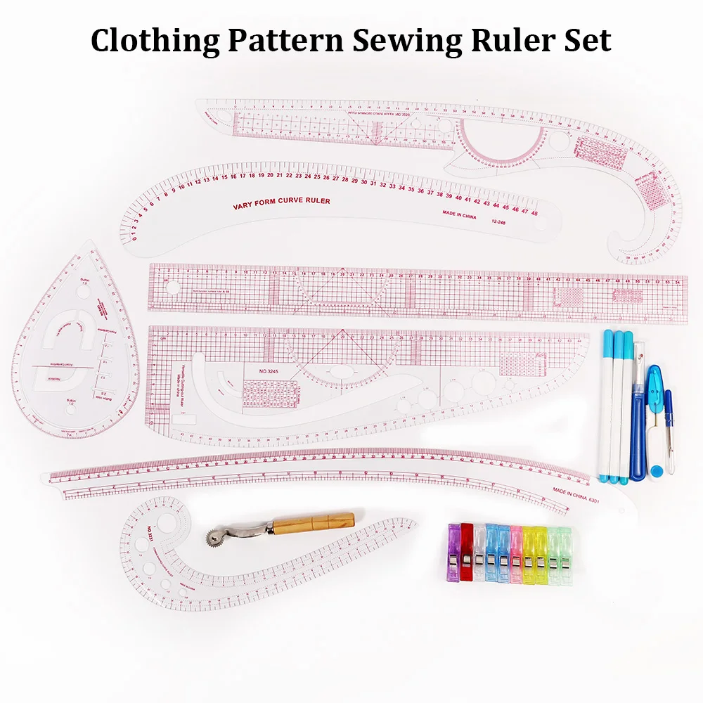 Easy  Cutting Drawing Ruler Sewing DIY Apparel Ruler Plate Sleeve Cage Placing Yardstick Curve Triangle Patchwork Ruler
