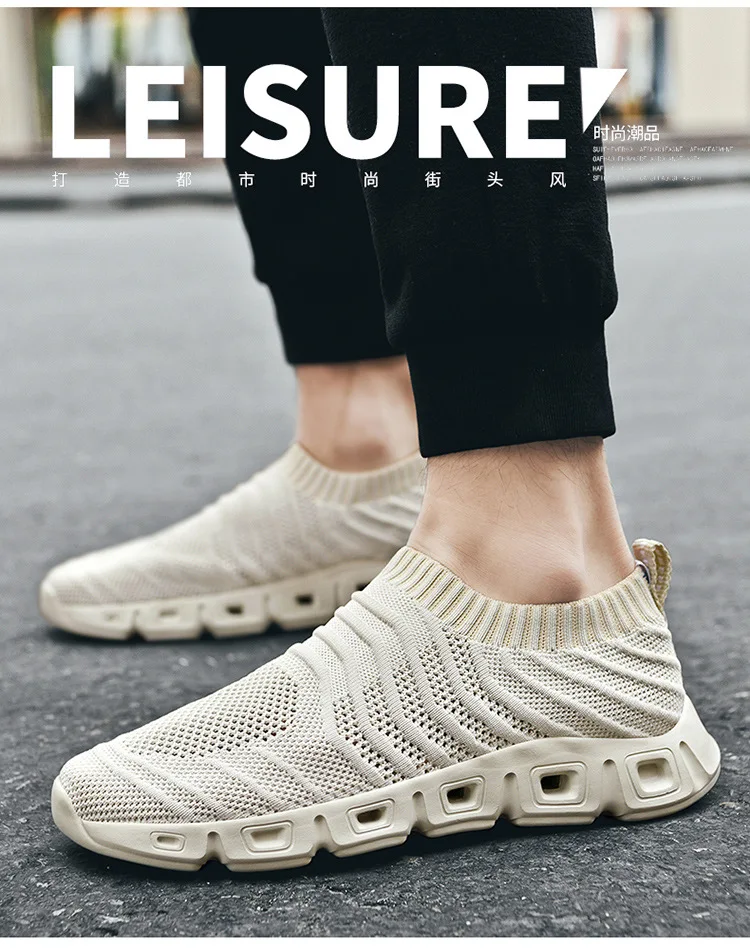 Men'S Summer Large Size Sports 45 Slip-On Socks Design 46 Breathable Fly-Knit Uppers 47 Running Shoes 9