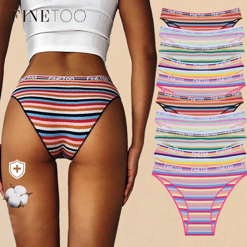 FINETOO Colored Striped Panties Women M-XL