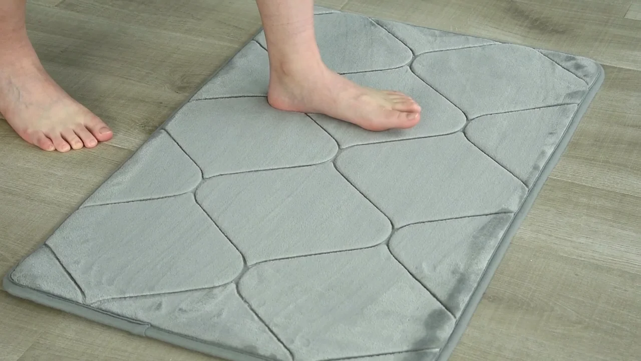 Water Absorb Memory Foam Bath Mat Non Slip Floor Mat Shower Mat For