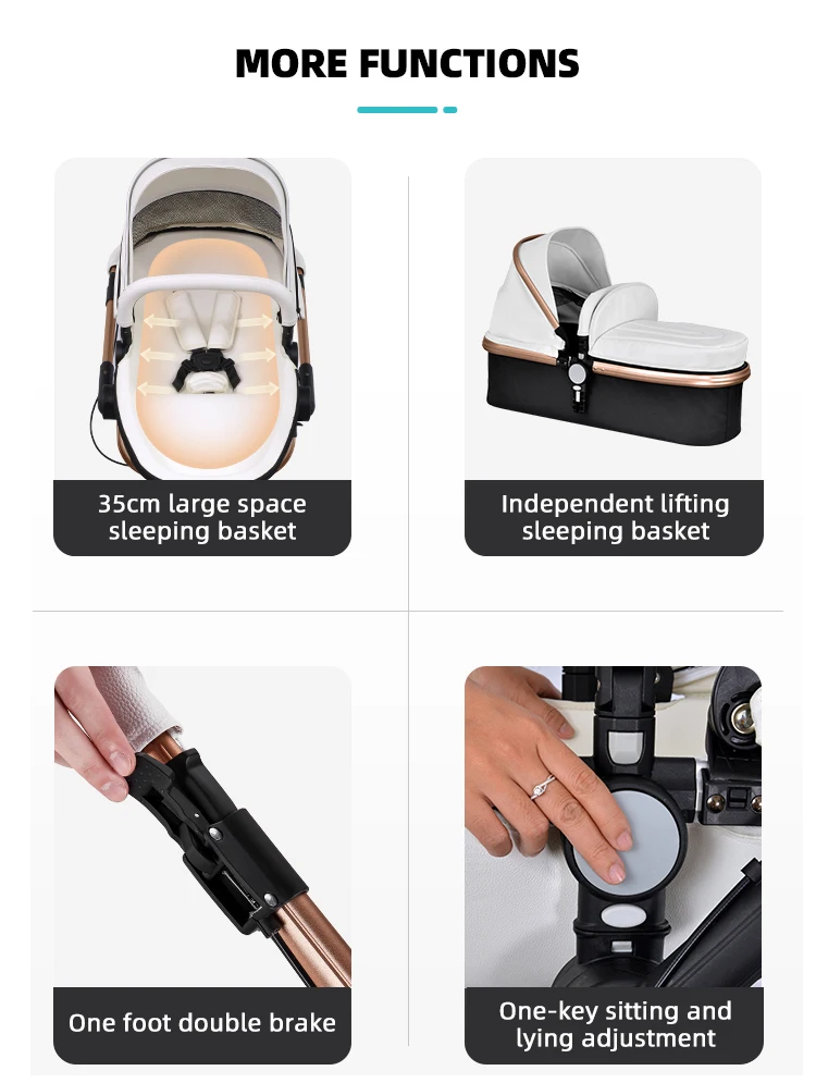 Wholesale New Born Lightweight Foldable Pram 3 In 1 Folding Light Carriage Cheap Baby Stroller