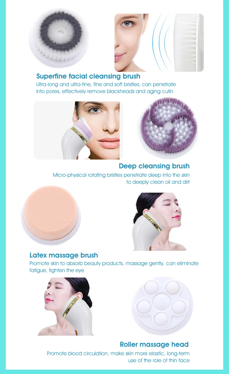 4 In 1 Facial Cleaner Brush Battery/usb Electric Rotating Face Scrubber