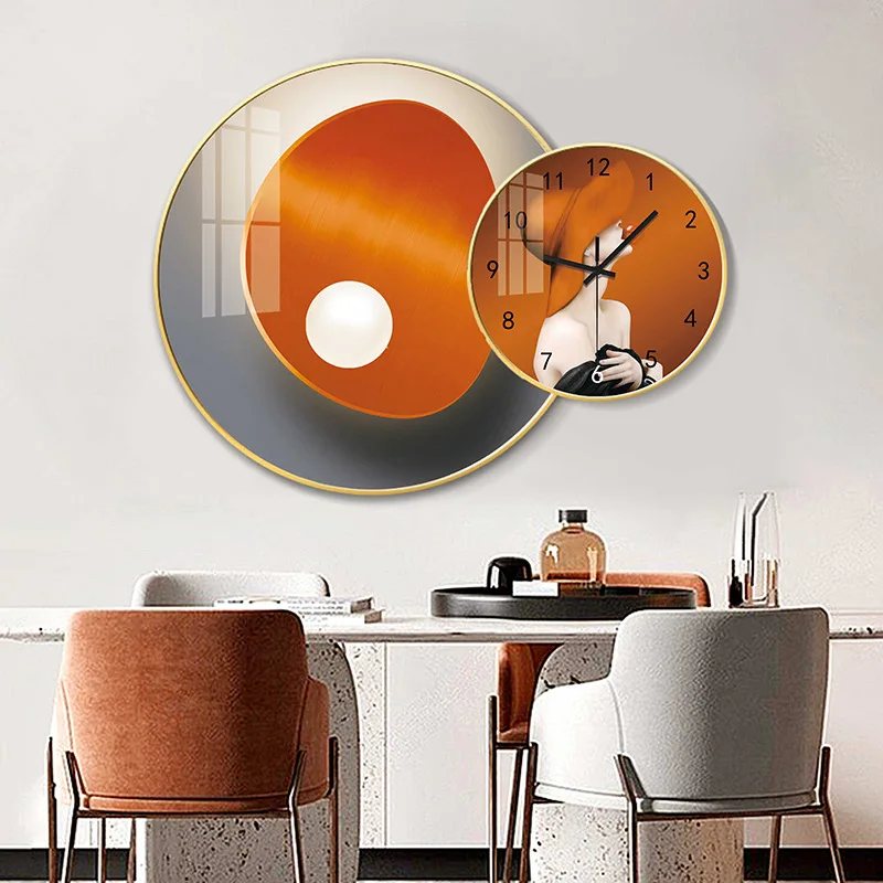 European Crystal Combination Wall Clock Decoration, Background Wall ...