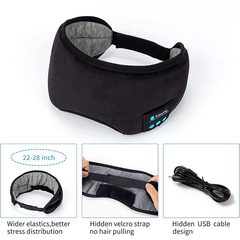 Washable Bt 5.0 3d Sleep Music Eye Mask With Headphone Blindfold For ...