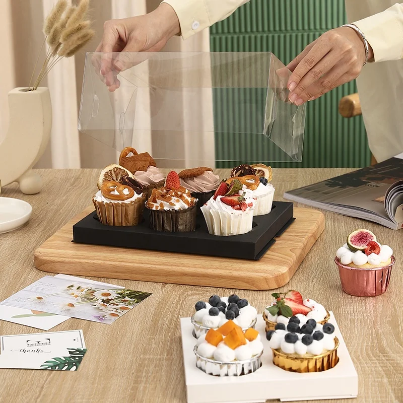 XJH Clear Transparent Cupcake Boxes and Packaging Cake Cookie Boxes With Window Muffin Dragees Holder Dessert Containers