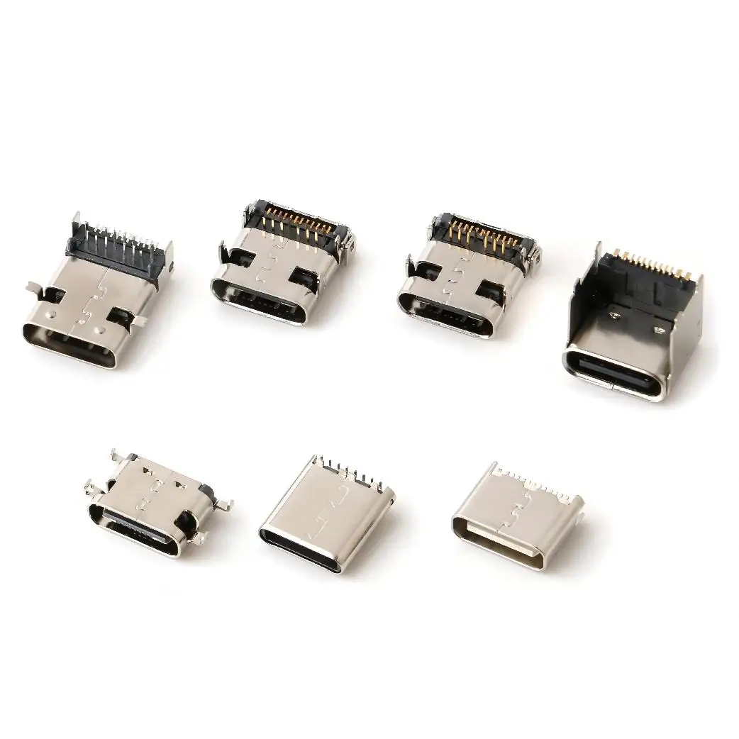 Pins Usb C Female Connector Usb Connector Right Angle Sink Plated Smt Female Type C Connector