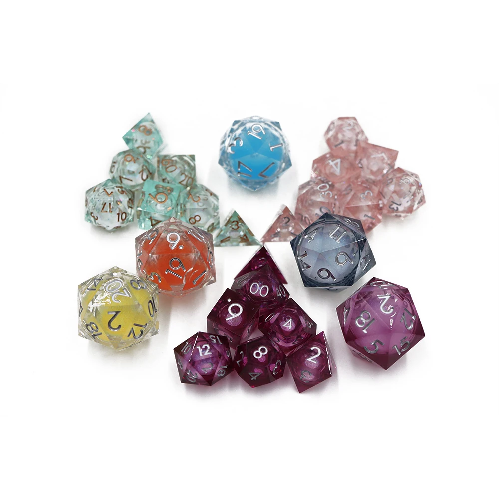 Colorful Oversize 30mm Liquid Core Polyhedral D20 Dice Blue Purple Green-Made of Resin details
