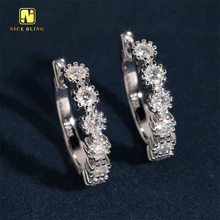 Iced Out Pass Diamond Tester Classic Hip Hop Jewelry 925 Sterling Silver VVS Moissanite Stone Diamond Hoop Earring For Women Men