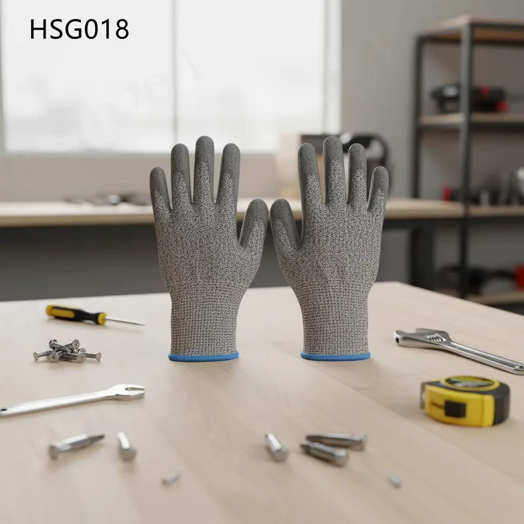 HY,Metal Fabrication Cut-resistant 40cm Available Grey Safety Gloves  Food Grade Extreme Protection Work PU Gloves HSG018